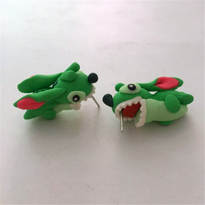 Lovely Animal Stitch Biting Ear Polymer Clay Stud Earrings