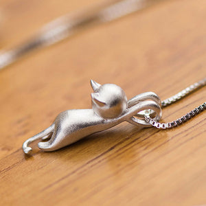 Women Silver Plated Cute Climbing Cat