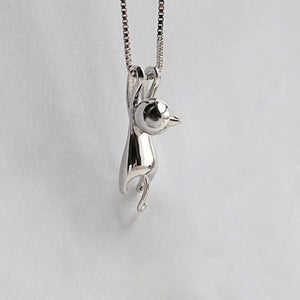 Women Silver Plated Cute Climbing Cat