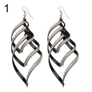 Female Sequins Spiral Pendant Hook Earrings