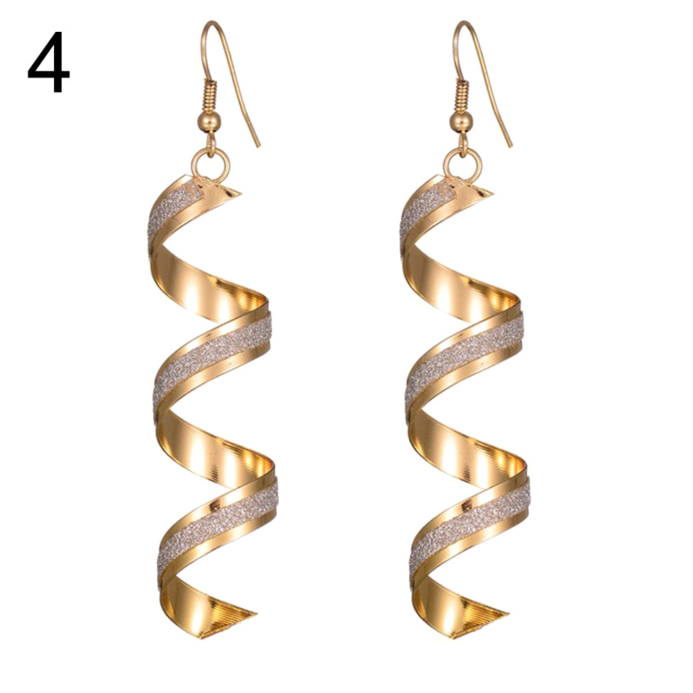 Female Sequins Spiral Pendant Hook Earrings