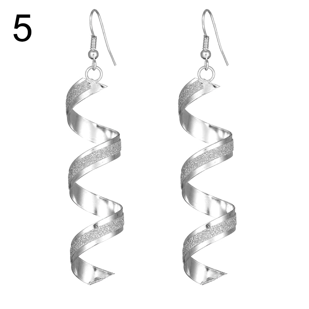 Female Sequins Spiral Pendant Hook Earrings