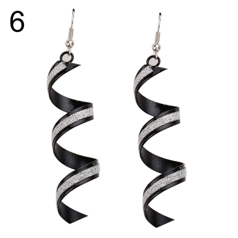 Female Sequins Spiral Pendant Hook Earrings