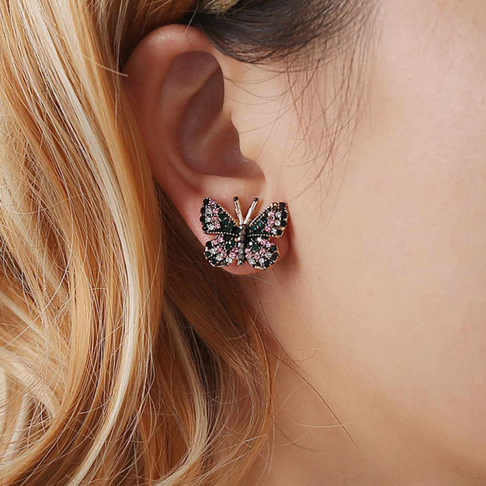 Rhinestone Butterfly Stud Earrings