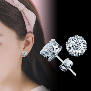 Silver Plated Cubic Zirconia Ear Studs