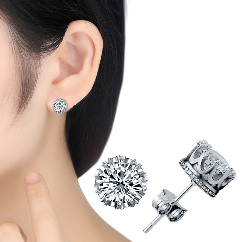 Silver Plated Cubic Zirconia Ear Studs