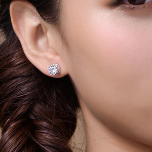 Silver Plated Cubic Zirconia Ear Studs