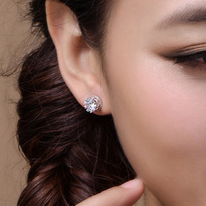 Silver Plated Cubic Zirconia Ear Studs