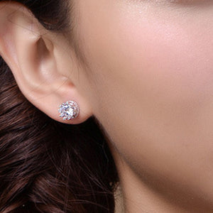 Silver Plated Cubic Zirconia Ear Studs