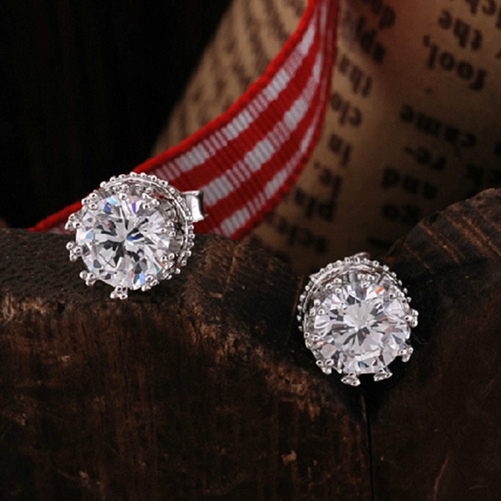 Silver Plated Cubic Zirconia Ear Studs