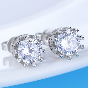 Silver Plated Cubic Zirconia Ear Studs