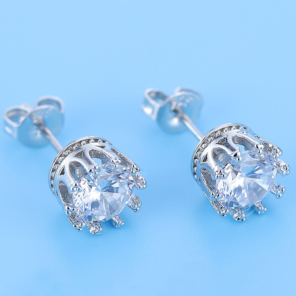 Silver Plated Cubic Zirconia Ear Studs