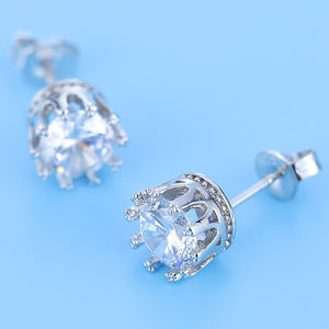 Silver Plated Cubic Zirconia Ear Studs