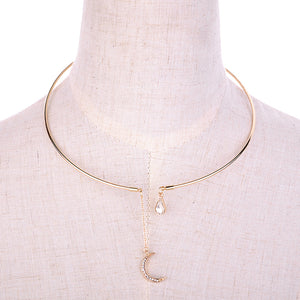 Fashion Choker Rhinestone Moon Pendant