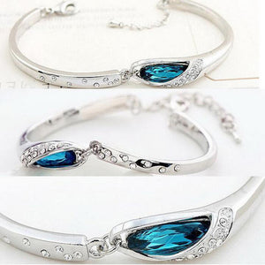 Fashion Peacock Blue Rhinestone Chain Bracelet