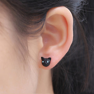 Women's Fashion Lovely Cat Head Design Ear Studs Earrings Piercing Jewelry Charm