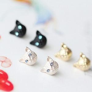 Women's Fashion Lovely Cat Head Design Ear Studs Earrings Piercing Jewelry Charm