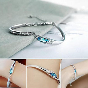 Fashion Peacock Blue Rhinestone Chain Bracelet