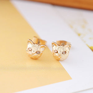 Women's Fashion Lovely Cat Head Design Ear Studs Earrings Piercing Jewelry Charm