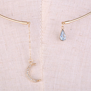 Fashion Choker Rhinestone Moon Pendant